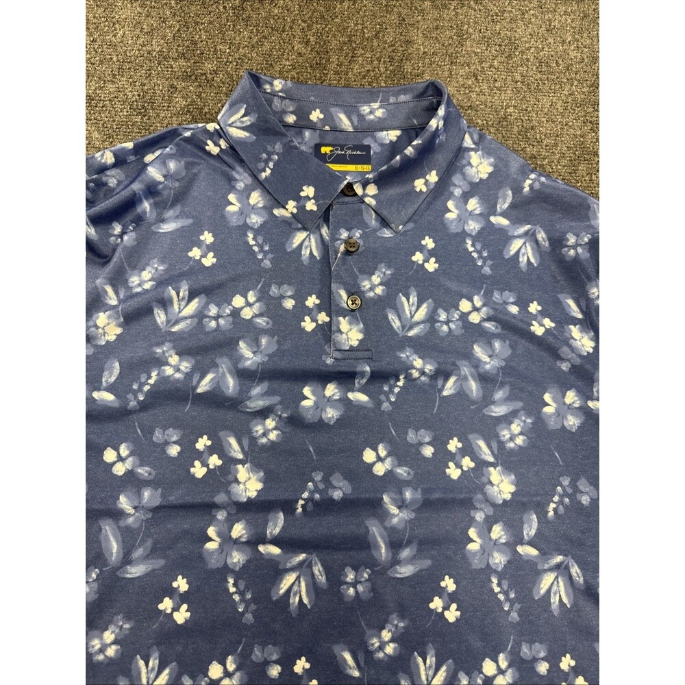 Jack Nicklaus JNKSG000 Floral Golf Polo Men’s XL True Navy NWT